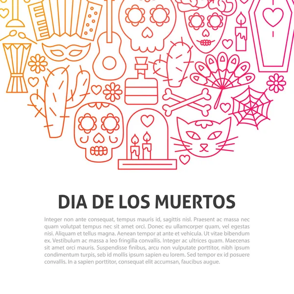 Linea Dia De los Muertos Concept — Vettoriale Stock