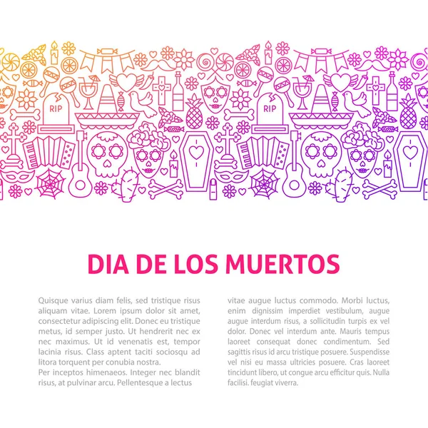 Dia De Los Muertos Modello di linea di design — Vettoriale Stock