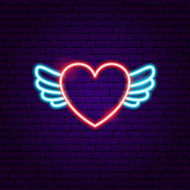 Neon işareti kalp kanatlar