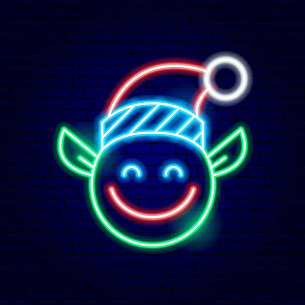 Natale Elfo Neon segno — Vettoriale Stock