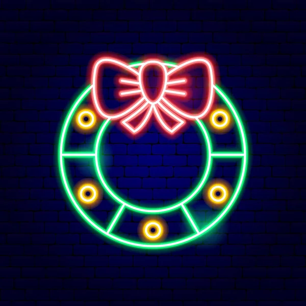 Corona de Navidad Neon Sign — Vector de stock