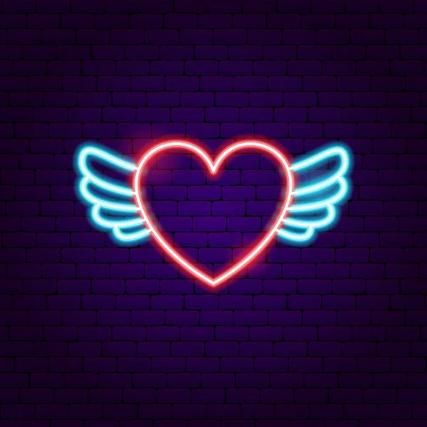 Szív Wings Neonfény — Stock Vector