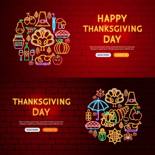 Día de Acción de Gracias Página web Banners — Vector de stock