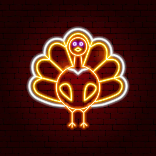 Turcja ptak Neon znak — Wektor stockowy