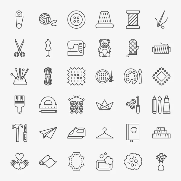 Handmade Line Icons Set — Stock Vector