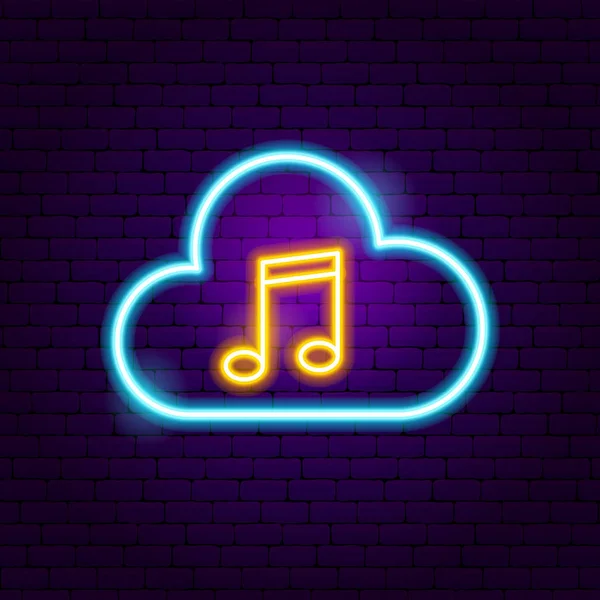 Cloud Music Sinal de néon — Vetor de Stock
