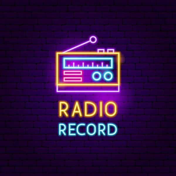 Radio rekord Neon znak — Wektor stockowy