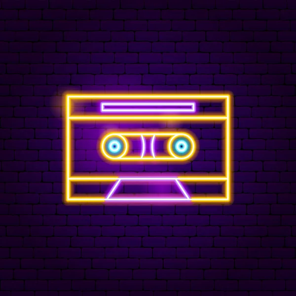 Retro kaset Neon tabela — Stok Vektör