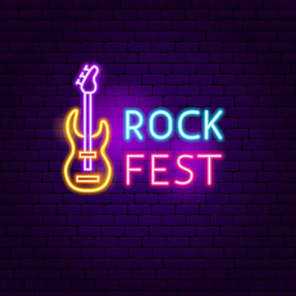 Rock Fest Señal de neón — Vector de stock