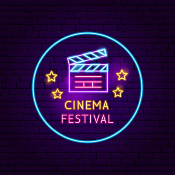 Festival de Cine Neon Sign — Vector de stock