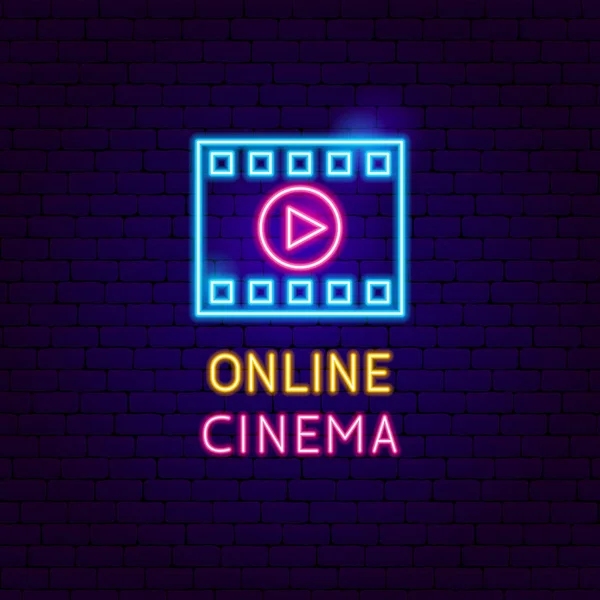 Online-Kino Neon-Etikett — Stockvektor