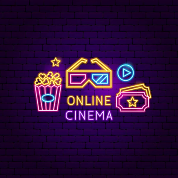 Online-Leuchtreklame im Kino — Stockvektor