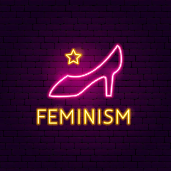 Feminismo Sinal de néon — Vetor de Stock