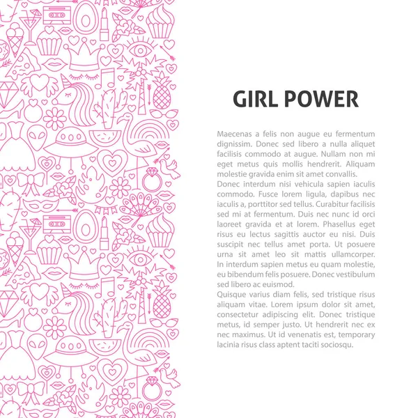 女の子パワー ライン パターン概念 — ストックベクタ