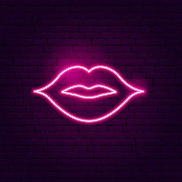 Kiss Lips Neon Sign — Stock Vector