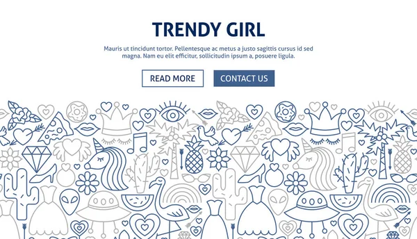 Trendi lány Banner tervezés — Stock Vector