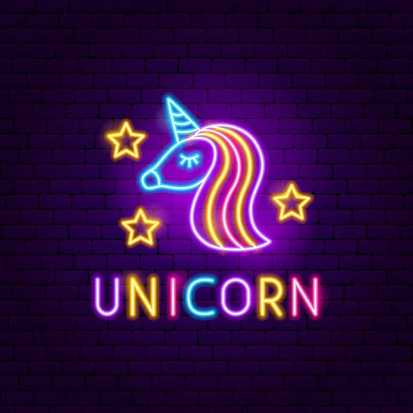 Label Unicorn Neon - Stok Vektor