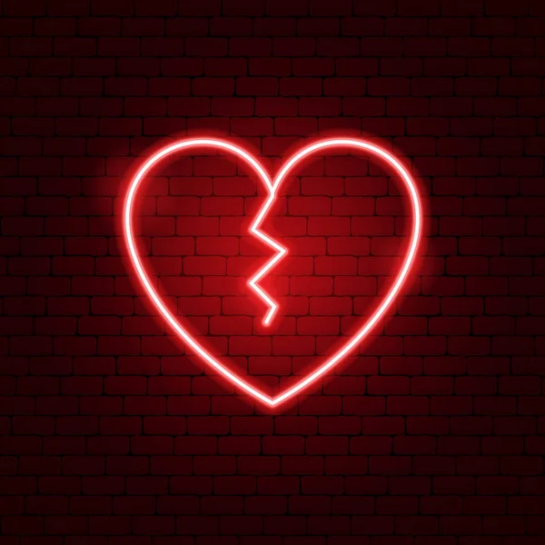 Signe néon coeur brisé — Image vectorielle