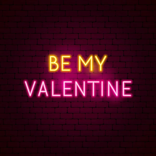 Be My Valentine Neon Sign — Vector de stoc