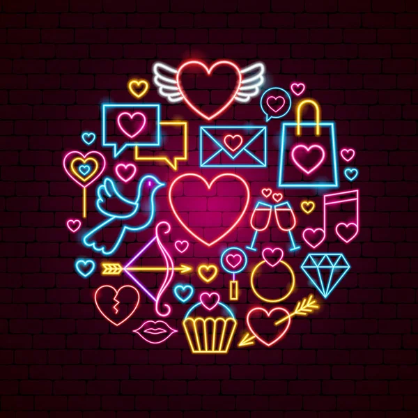 Heureuse Saint Valentin Neon Concept — Image vectorielle