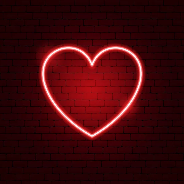 Cuore segno al neon . — Vettoriale Stock