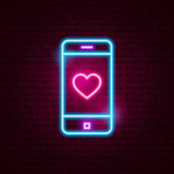 Aşk mobil Neon tabela — Stok Vektör
