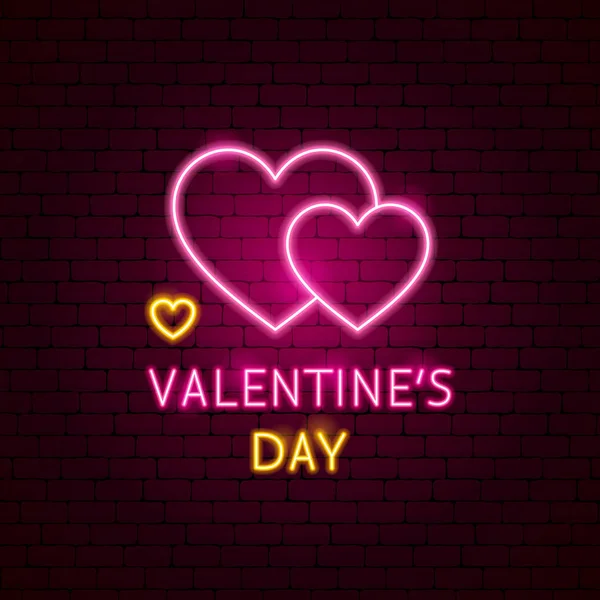 Día de San Valentín etiqueta de neón — Vector de stock