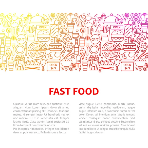 Modelo de design de linha de fast food — Vetor de Stock
