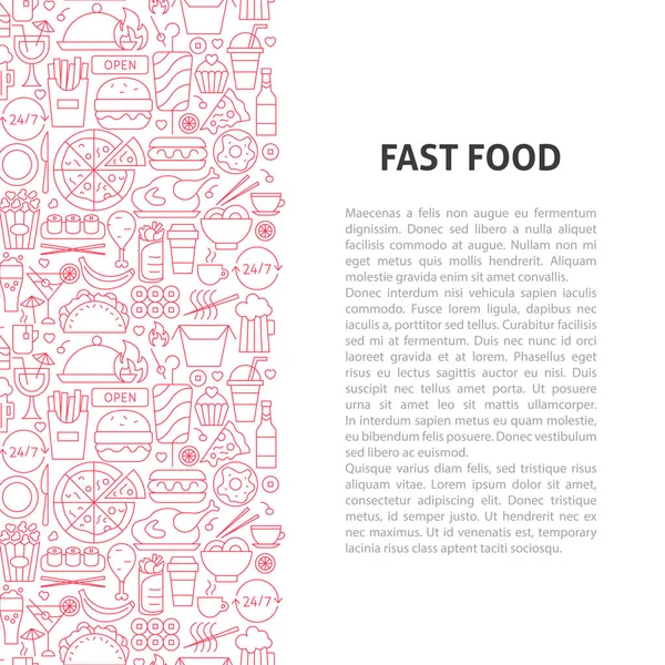 Fast Food γραμμή μοτίβο έννοια — Διανυσματικό Αρχείο