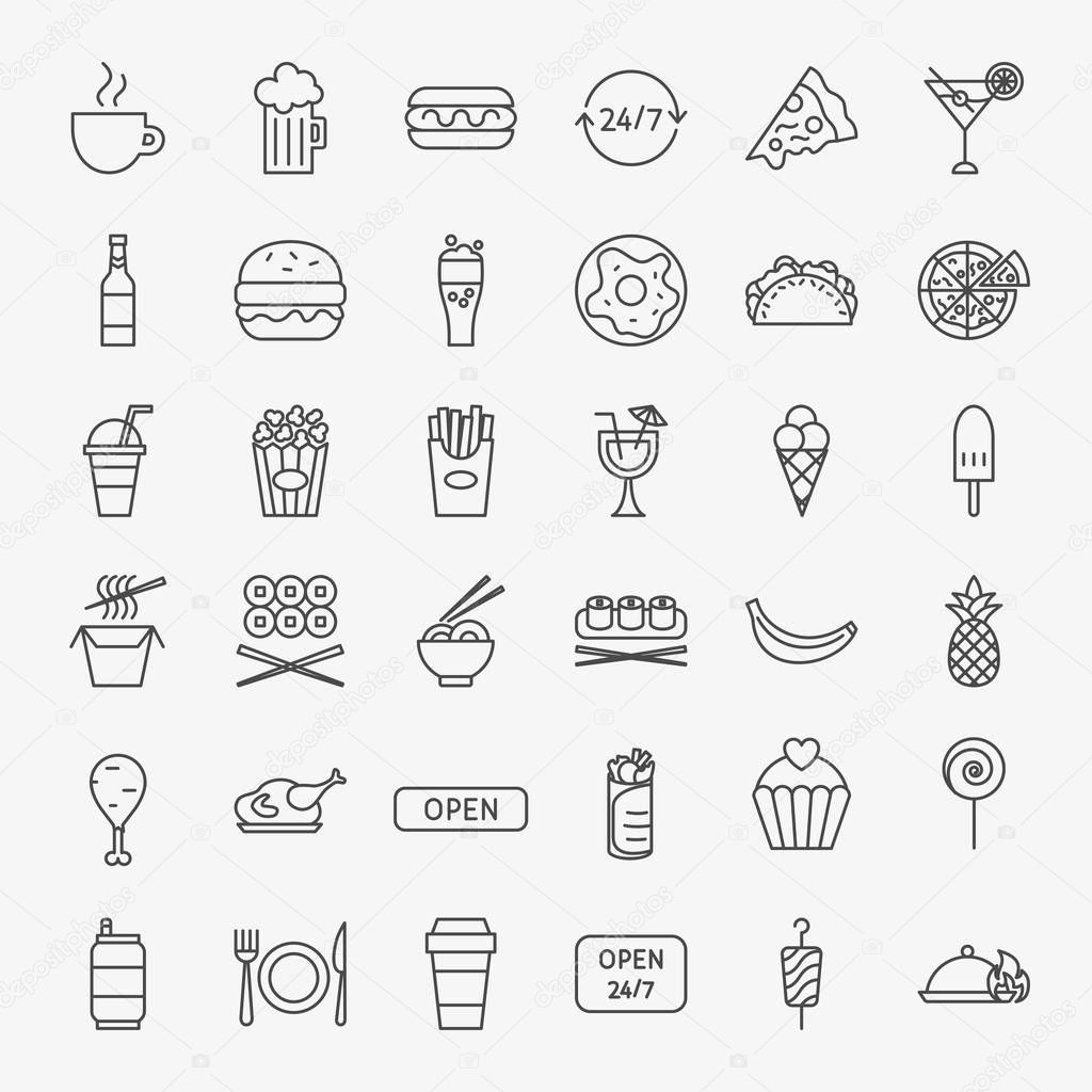 Fast Food Line Icons Set