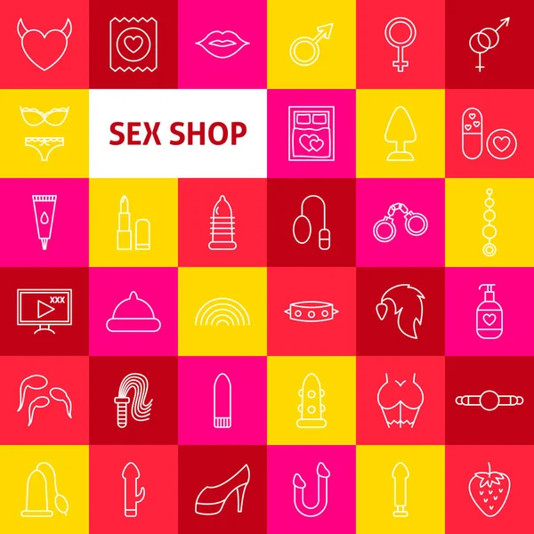 Vektor Sex Shop linie ikony — Stockový vektor