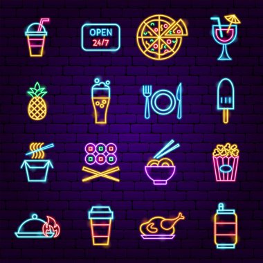 Fast Food menü Neon simgeleri