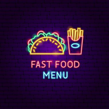 Fast Food menü Neon etiket