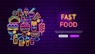 Fast Food Neon Banner tasarımı