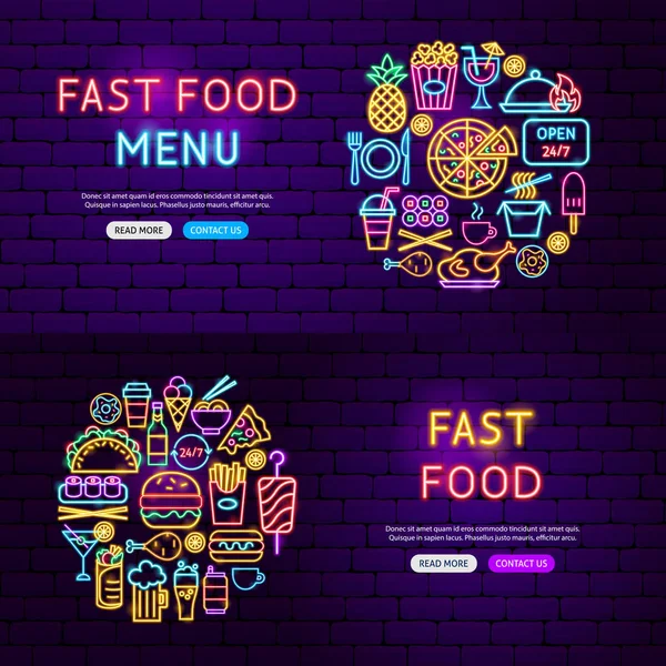 Banners del sitio web de comida rápida — Vector de stock