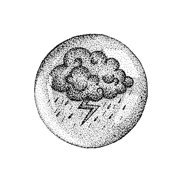 Dotwork Cloud Thunder Lightning — Stockový vektor