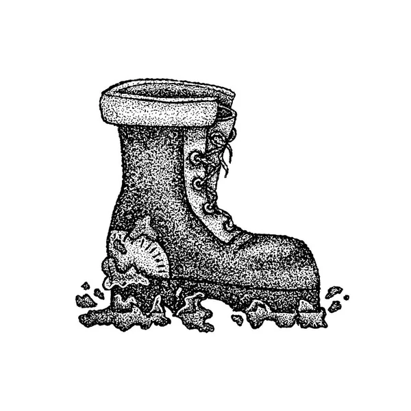 Dotwork Dirty Boot — Stock Vector