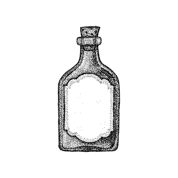 Botella de cristal Vintage Dotwork — Vector de stock