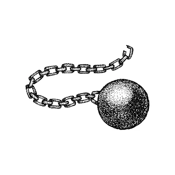 Dotwork Wrecking Ball Chain — Stock Vector