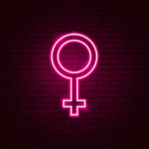 Neon Gender Perempuan Tanda - Stok Vektor