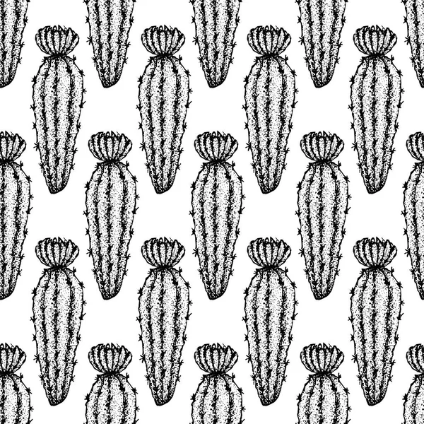 Dotwork Cactus sömlösa mönster — Stock vektor