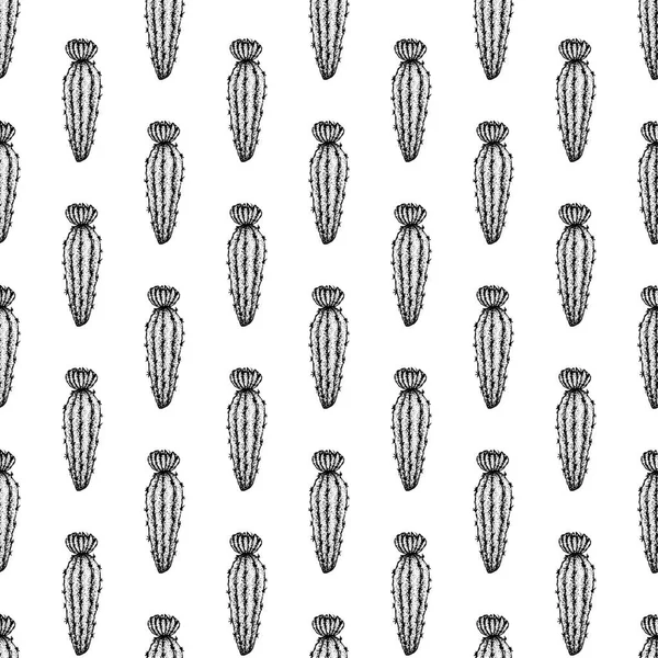 Dotwork blomma Cactus sömlösa mönster — Stock vektor