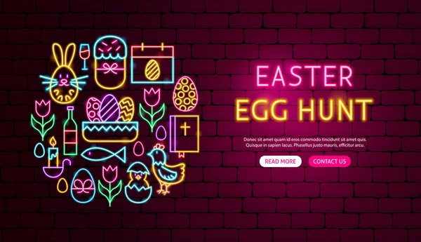 Easter Holiday Neon Banner Design — Stock Vector