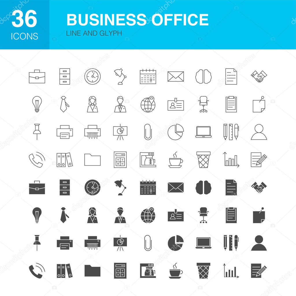 Business Office Line Web Glyph Icons