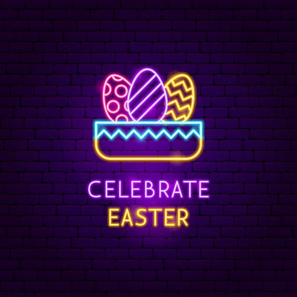 Celebrate Easter Neon Label — Stock Vector