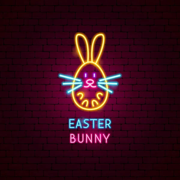 Easter Bunny Neon Label — Stock Vector