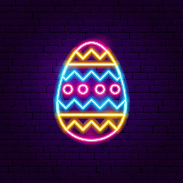 Easter Ornament Egg Neon Sign — Stock Vector