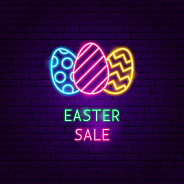 Easter Sale Neon Label — Stock Vector