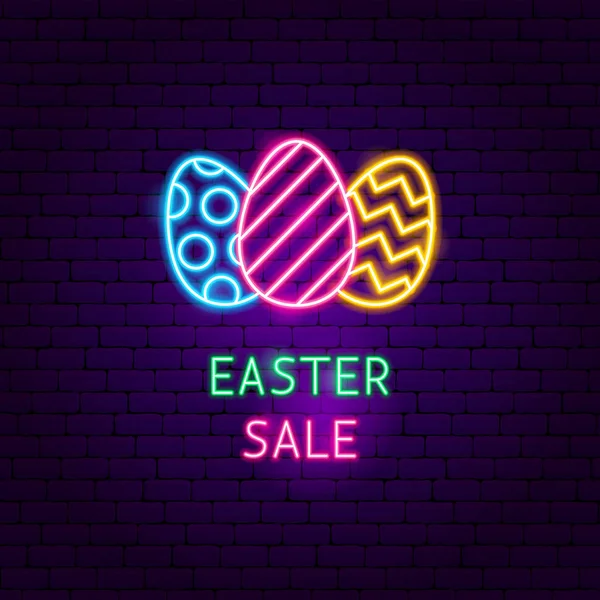 Venta de Pascua etiqueta de neón — Vector de stock