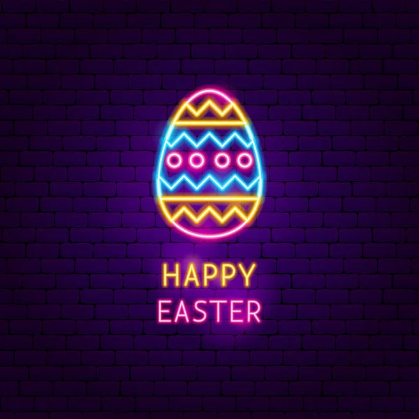 Happy Easter Neon Label — Stock Vector